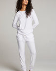 White Long Sleeve Raglan Pullover