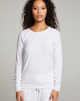 White Long Sleeve Raglan Pullover