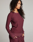 Wine Red Long Sleeve Raglan Pullover