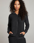 Black Long Sleeve Raglan Zip Up Hoodie