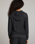 Black Long Sleeve Raglan Zip Up Hoodie