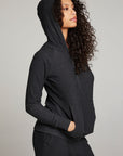 Black Long Sleeve Raglan Zip Up Hoodie