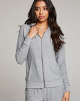 Heather Grey Long Sleeve Raglan Zip Up Hoodie