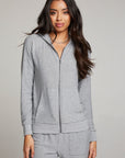 Heather Grey Long Sleeve Raglan Zip Up Hoodie