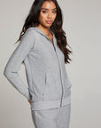 Heather Grey Long Sleeve Raglan Zip Up Hoodie