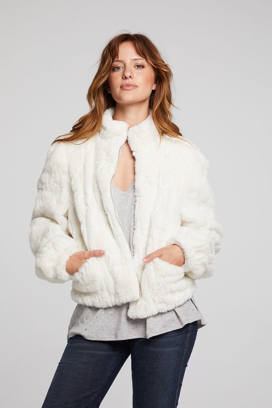 White puff hot sale sleeve jacket