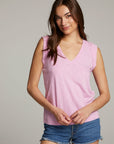 Rolled Pastel Lavender Armhole V-neck Muscle Tank WOMENS chaserbrand