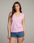 Rolled Pastel Lavender Armhole V-neck Muscle Tank WOMENS chaserbrand