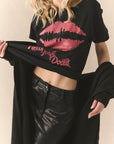 New York Dolls Lips Skyline Cropped Tee