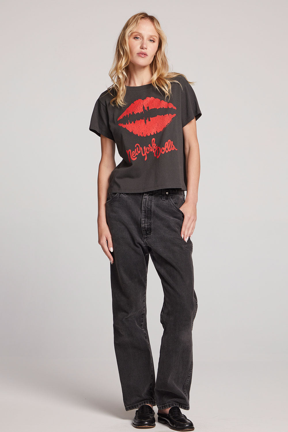 New York Dolls Lips Skyline Cropped Tee