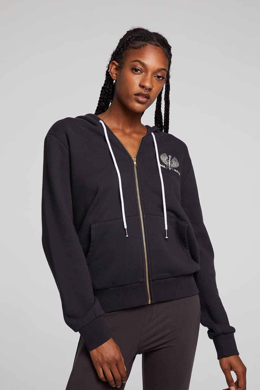 Adidas zip up discount hoodie womens black