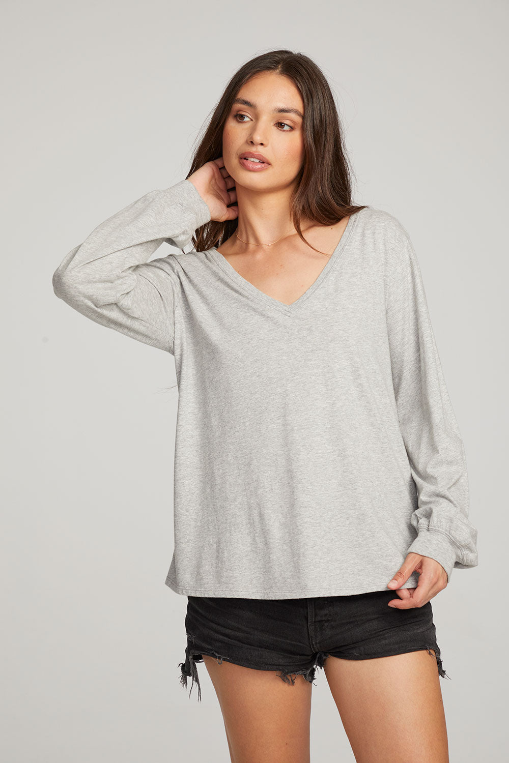 Chaser brand long sleeve ruched sides tee – Stylebox
