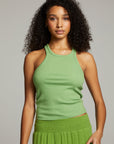August Piquant Green Tank Top
