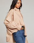 Ezra Warm Taupe Button Up