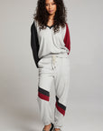 Hannah Fire Color Block V Neck Pullover