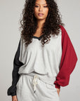 Hannah Fire Color Block V Neck Pullover