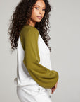 Hannah Sand Color Block V Neck Pullover