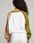 Hannah Sand Color Block V Neck Pullover