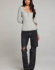 Heather Grey Long Sleeve Henley