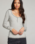 Heather Grey Long Sleeve Henley