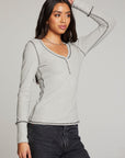 Heather Grey Long Sleeve Henley