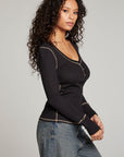 Licorice Long Sleeve Henley