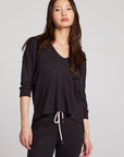 3/4 Sleeve Split Side Licorice Dolman Hoodie