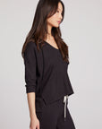 3/4 Sleeve Split Side Licorice Dolman Hoodie