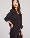 3/4 Sleeve Split Side Licorice Dolman Hoodie