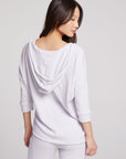 3/4 Sleeve Split Side Light Heather Grey Dolman Hoodie