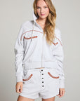 Western Details Zip Up Hoodie