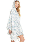 BEACHY LINEN LACE-UP DOLMAN HOODED TUNIC WOMENS chaserbrand