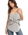 COOL JERSEY CROSSOVER RUFFLE SHIRTTAIL CAMI WOMENS chaserbrand