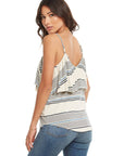 COOL JERSEY CROSSOVER RUFFLE SHIRTTAIL CAMI WOMENS chaserbrand