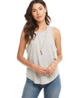 COTTON BASICS SEAMED SHIRTTAIL MUSCLE TANK WOMENS chaserbrand