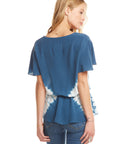 SILK FLOUNCE SLEEVE DRAWSTRING PEPLUM BUTTON DOWN TOP WOMENS chaserbrand