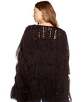 TASSEL YARN LONG KNIT FRINGE OPEN CARDIGAN WOMENS chaserbrand