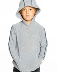 Boys Cozy Knit Contrast Piping Kanga Pocket Pullover Hoodie BOYS - chaserbrand