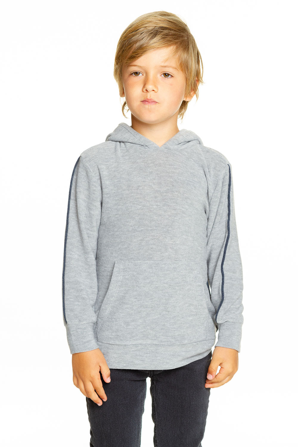 Boys Cozy Knit Contrast Piping Kanga Pocket Pullover Hoodie BOYS - chaserbrand