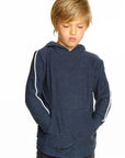 Boys Cozy Knit Contrast Piping Kanga Pocket Pullover Hoodie BOYS - chaserbrand