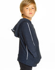 Boys Cozy Knit Contrast Piping Kanga Pocket Pullover Hoodie BOYS - chaserbrand