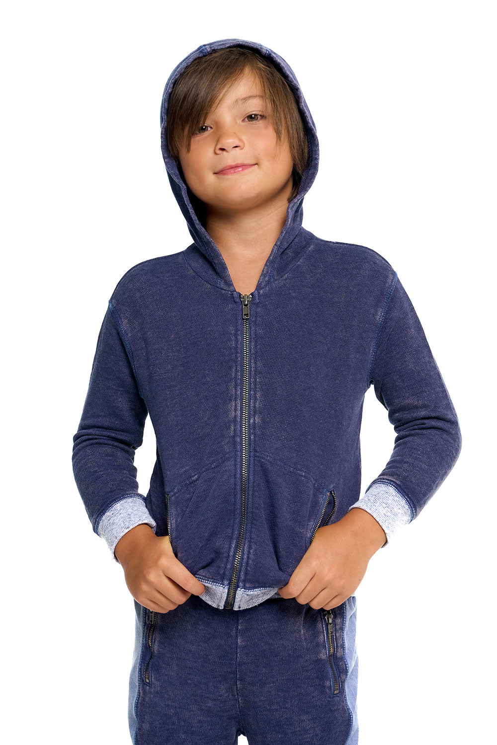 Boys Linen French Terry Zip Up Hoodie With Zippers BOYS chaserbrand