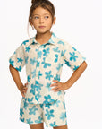 Blue Watercolor Floral Shirt GIRLS chaserbrand