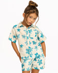 Blue Watercolor Floral Shirt GIRLS chaserbrand