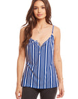 Cool Jersey Flouncy Button Front Henley Cami WOMENS - chaserbrand