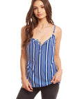 Cool Jersey Flouncy Button Front Henley Cami WOMENS - chaserbrand