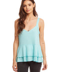 Linen Jersey Tiered Peplum Cami WOMENS - chaserbrand