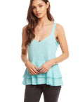 Linen Jersey Tiered Peplum Cami WOMENS - chaserbrand