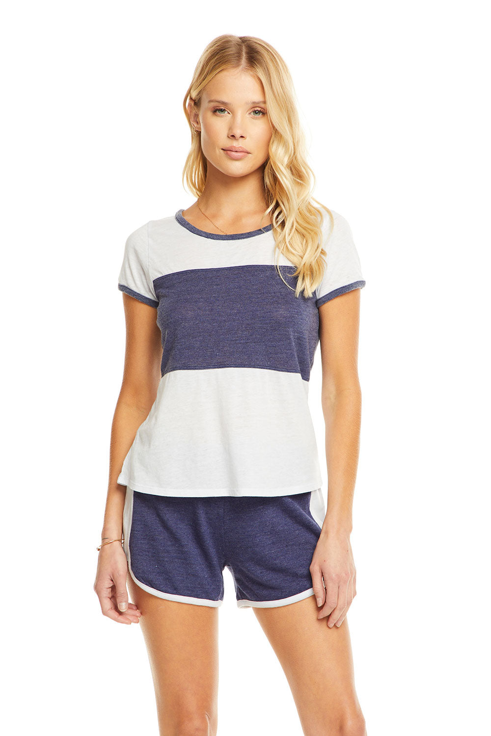 Blocked Jersey S/S Open Neck Football Tee WOMENS - chaserbrand