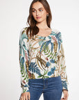 Viscose Blend Botanical Print Oversized Long Sleeve Raglan Pullover Sweater WOMENS - chaserbrand